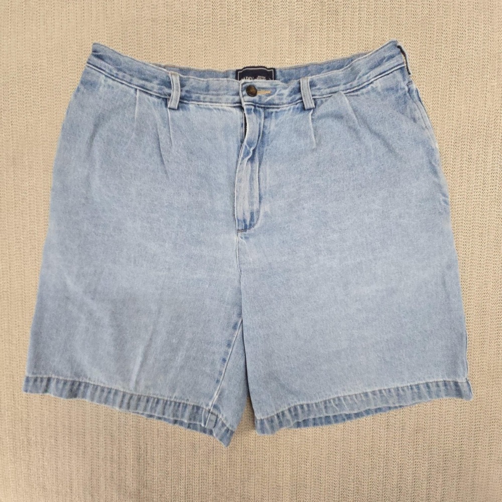 Saddlebred Shorts Mens 34 Blue Denim Relaxed Fit Pleated Chino 10 Inseam Casual